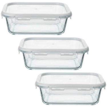 Imagem de Jogo De Potes Herméticos De Vidro Com Travas 1040Ml 3 Peças - Vista Ho