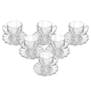 Imagem de Conjunto 6 Xícaras de Chá com Pires Twist 190ml Vidro - Wolff