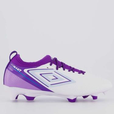 Imagem de Chuteira Umbro Adamant Top Speed Club Campo Branca e Roxa-Masculino