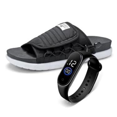 Imagem de Kit Chinelo Slide Masculino Anatômico Com Relógio Moderno Confortável Leve Macio Antiderrapante-Masculino