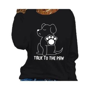 Imagem de Camiseta Feminina De Algodão Casual Solta Com Estampa De Cachorro, Gol
