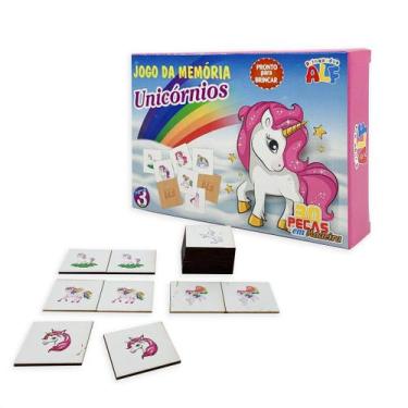 Imagem de Jogo da Memória Infantil  em madeira Alf, Jogo memoria unicórnios