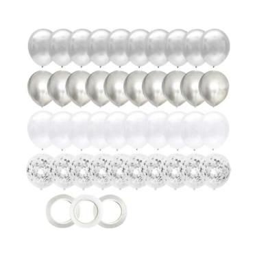 Imagem de Balões De Látex Prateados Com Confete Misto 12 Polegadas 40 Unidades D