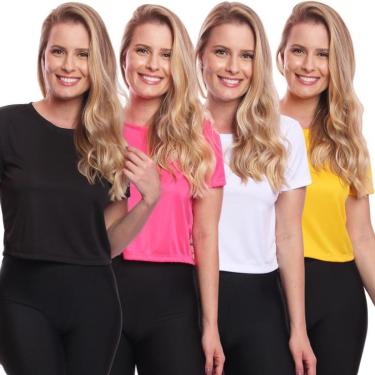 Imagem de Kit 4 Blusas Cropped Feminina Dry Academia Treino Camiseta Camisa Esportiva Esporte-Feminino