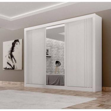Imagem de Guarda Roupa Casal Com Espelho 3 Portas 4 Gavetas - Milano-branco - Leifer Móveis