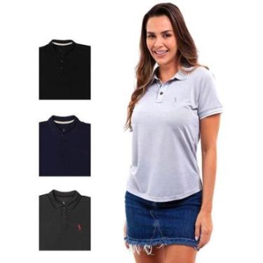 Imagem de Camisa Polo Feminina Manga Curta Piquet Dia a Dia Kit 4-Feminino