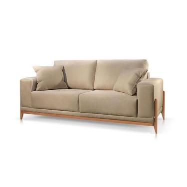 Imagem de Sofá Paris 4 Lugares Linho Bege Médio 2,50m Confortável Sala - Poltjá 