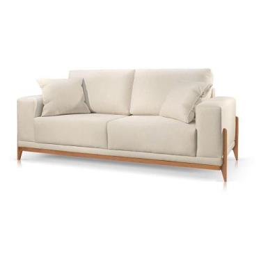 Imagem de Sofá Paris 2 Lugares Veludo Bege Claro 2,50m Confortável Sala De Estar