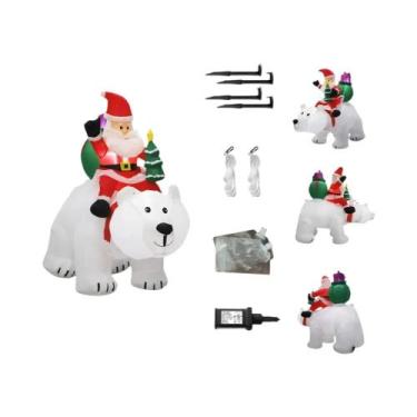 Imagem de Papai Noel Inflável De 7FT Com Urso Que Abana a Cabeça E Boneco De Nev