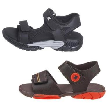 Imagem de Kit 2 Pares Sandália Papete Infantil Menino Preto com Cinza e Marrom Básica Kidstep-Masculino