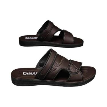 Imagem de Sandálias De Couro Masculinas De Verão Confortáveis E Casuais Para Pra