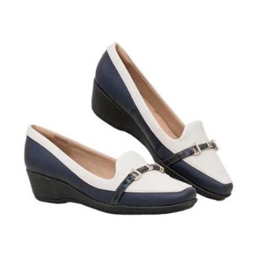 Imagem de Sapato Navy Pingente Metalizado Salto Anabela | Comfort-Feminino