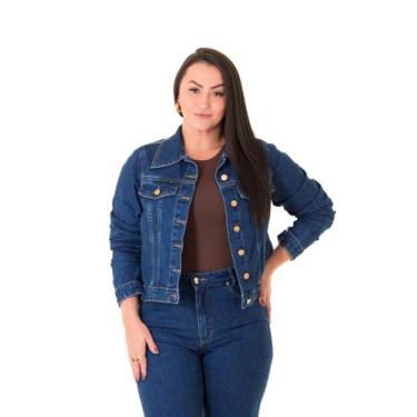 Imagem de Jaqueta Jeans Feminina Arauto Comfy, Azul médio, G2