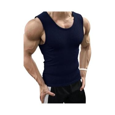 Imagem de Camiseta Sem Mangas De Verão Para Homens Com Listras, Top De Treino O-