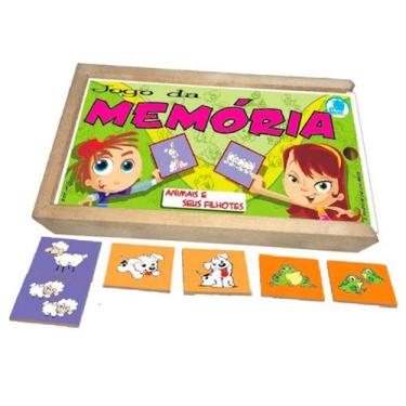 Imagem de Jogo da memória dos animais e seus filhotes em madeira - simque - 400,