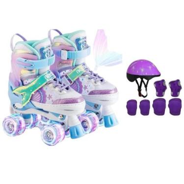 Imagem de Patins Quad 4 Rodas Infantil Lançamento da Sereia c/ Luz de Led em Tod