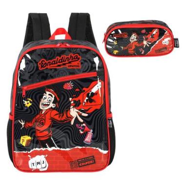 Imagem de Kit Mochila com Estojo de Costas Enaldinho Juvenil Escolar - luxcel, P