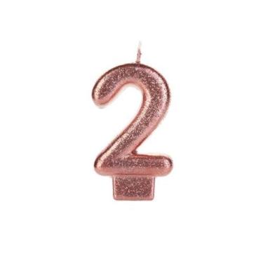 Imagem de Vela Bronze Glitter Número 2 para Festas - Elegância e Brilho - no-bra