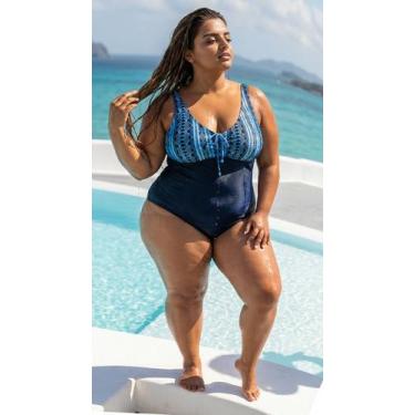 Imagem de Maiô BIG Plus Size ESTAMPADO E LISO Franzido busto Com Bojo Removível 