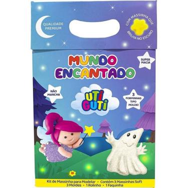 Imagem de Kit Massa para Modelar Mundo Encantado 5 Peças com Moldes 3D Brilha no Escuro e Glitter Make+