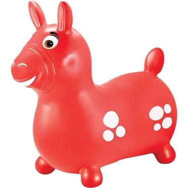 Imagem de Cavalinho Infantil Inflável de Vinil Atóxico para Equilíbrio e Coordenação Motora Vermelho 52x51cm