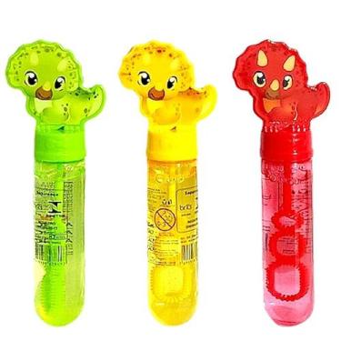 Imagem de Kit 3 Tubos de Fazer Bolinhas de Sabão Dinossauro Triceratops Colorido