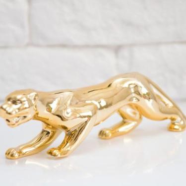 Imagem de Enfeite Decorativo Leopardo Preto Dourado Escultura - Decoração Elegan
