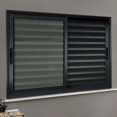 Imagem de Veneziana Elite 3 Folhas Moveis 100 x 100 Vidro Liso Preto Brimak