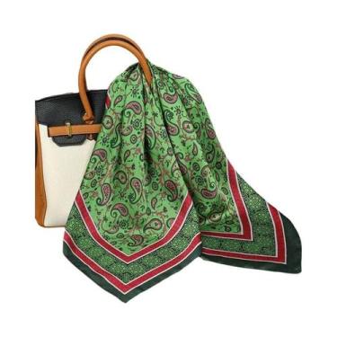 Imagem de Lenço Quadrado De Seda Luxuoso Feminino Com Poás, Hijab De Cetim, Faix