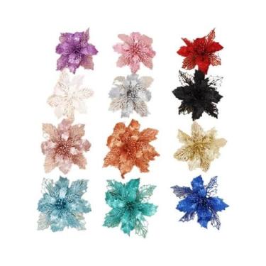 Imagem de Flores Artificiais Ocas Com Glitter Multicoloridas De 15CM Para Decora