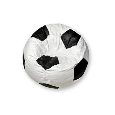Imagem de Puff Bola Mini Infantil De Futebol Branco/Preto Apoio Para Pé - Escrit