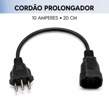 Imagem de Cordão Prolongador Tripolar 20 cm 10 Amperes Preto - Force Line