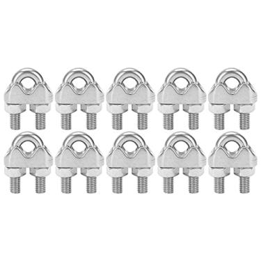 Imagem de Braçadeira de grampo de cabo de cabo de aço inoxidável, grampos de cabo de aço Cabo de cabo de aço inoxidável 1/4 de polegada Material de aço inoxidável para tubos de segurança para móveis