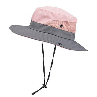 Imagem de Verão Sun chapéu ao ar livre pescador chapéu feminino rabo de cavalo grande borda,Pink