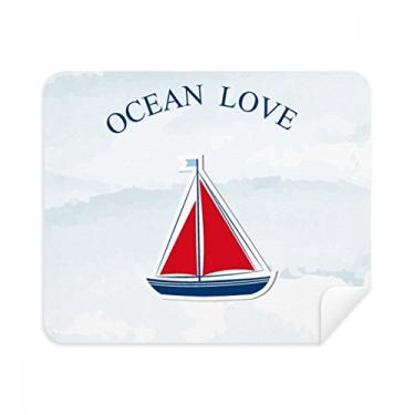 Imagem de Veleiro oceano amor mar veleiro pano de limpeza azul 2 peças tecido de camurça