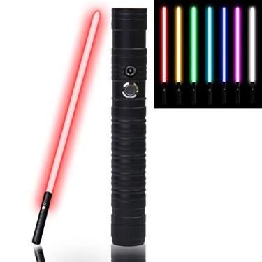 Imagem de Sabre de luz RGB 80cm Mini sabre de luz com alça de metal, sabre de LED com 7 cores pode mudar o som, adequado para brinquedos de RPG para adultos e crianças, criança