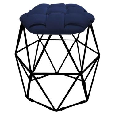 Imagem de Kit 04 Puff Banqueta Luna Nó Preto Corino Azul Marinho