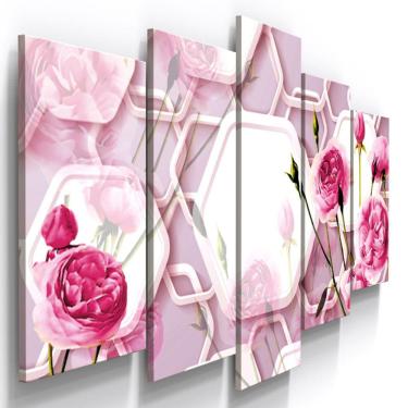 Imagem de Quadros Decorativos Feminino Flores Rosas Quarto 