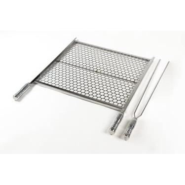 Imagem de Grelha Com Reforço No Meio 50x50 Mais 1 Espeto Duplo Inox