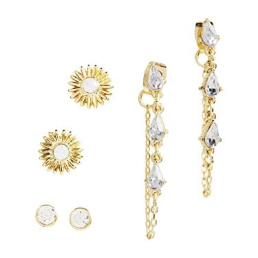 Imagem de Mud Pie Conjunto de brincos delicados femininos, creme, tamanho único