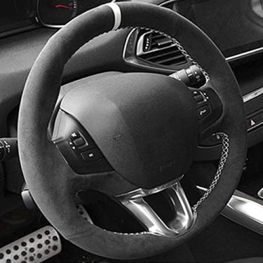 Imagem de JEZOE Capa de volante de carro personalizada costurada à mão de couro, para Peugeot 208 Peugeot 2008 acessórios interiores automotivos