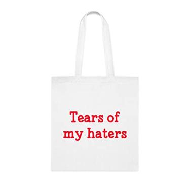 Imagem de Bolsa Haters, Sacola Tears Of My Haters, Presente de Haters, Bolsa de Ombro Haters, Sacolas Reutilizáveis de Haters, Cesta de Natal de Aniversário, Ideia de Presente para Ela, Presente Para Ele, Bolsa Feminina, Branco