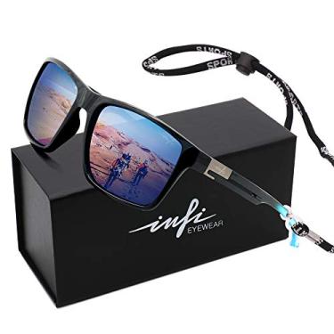 Imagem de Óculos de sol polarizados de pesca para homens dirigindo, corrida, golfe, esportes, quadrados, proteção UV, estilo unissex, Shiny Black/Blue, One Size