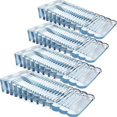 Imagem de Oksdown Pacote com 4 batentes de porta de borracha transparente empilháveis, antiderrapantes, resistentes de silicone transparente para piso e pátio