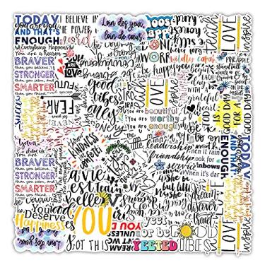 Imagem de Qudai 50 PCS Frases em Inglês Adesivos de Graffiti Adesivos Reutilizáveis à Prova D 'Água e Não Traços para PC Notebook Celular Tablet Cup BD