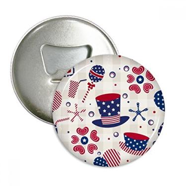 Imagem de USA Hat Drink Love Heart Firework Festival abridor de garrafas ímã de geladeira emblema multifuncional
