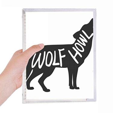 Imagem de Caderno com contorno de animais de lobo preto, diário de folhas soltas recarregável, diário de papelaria