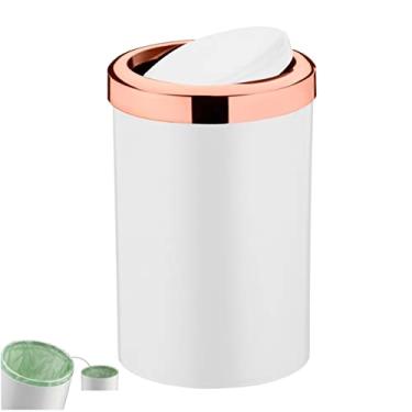 Imagem de Lixeira 8 Litros Tampa Cesto De Lixo Basculante Para Cozinha Banheiro Escritório Rose Gold - 1220BCR Future - Branco