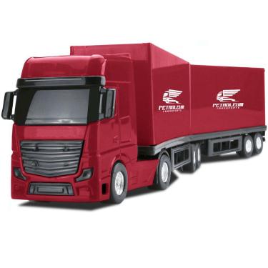 Carreta Bitrem Scania Bau Madeira Brinquedo 7eixo Cocacola