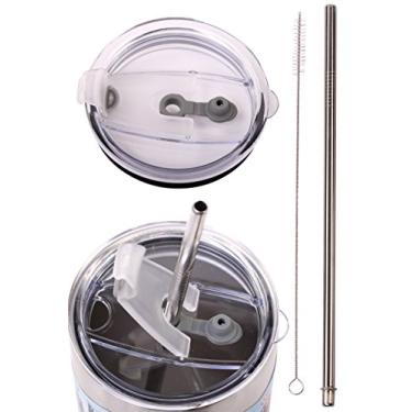 Imagem de (1 Wide Straw + Lid) - 1 WIDE Straw + Straw LID Replacement for Ozark Trail 890ml Double-Wall Rambler Vacuum Cups - CocoStraw Brand Drinking Straw (1 Wide Straw + Lid)